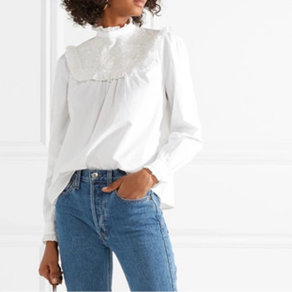 Needle & Thread White Broderie Anglaise Cotton Poplin Long Sleeve Blouse Sz. 6 - Picture 3 of 6